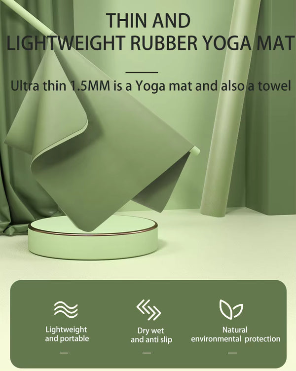 Foldable Rubber PU Yoga Mat - Portable Non-Slip Exercise Mat with Sanded Surface for Easy Carrying in Tote Bags