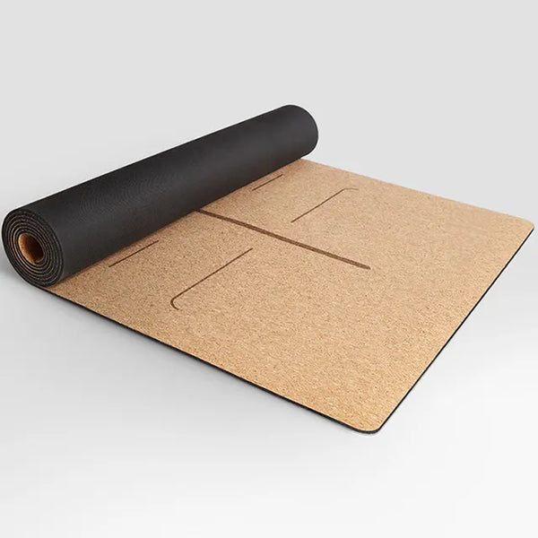 Premium Cork Rubber Yoga Mat - Eco-Friendly Natural Material, Non-Slip Surface, Ideal for Home and Studio Practice, Sustainable Yoga Essentials